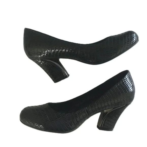 Cole Haan Henry  Grant Black Crocodile-Embossed Heels SZ 7 US / 24 cm - Picture 5 of 8